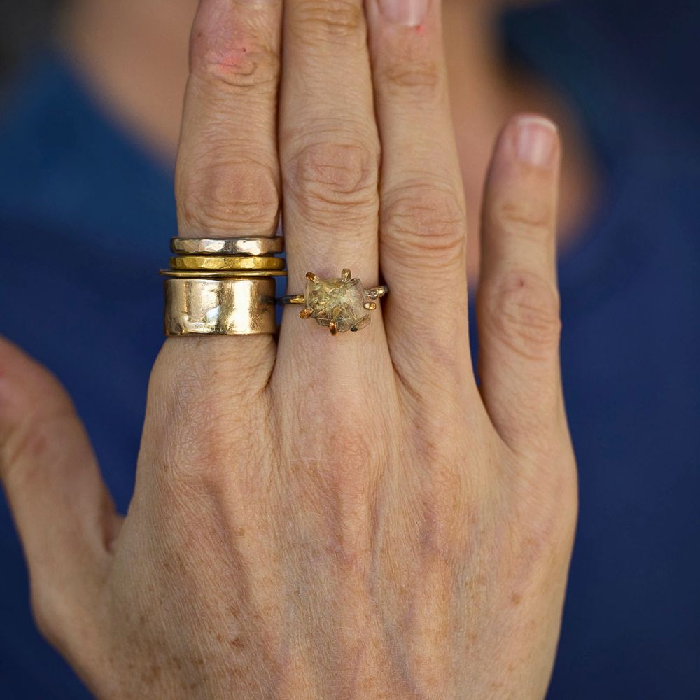 Rutilated Quartz Medium Stone Ring