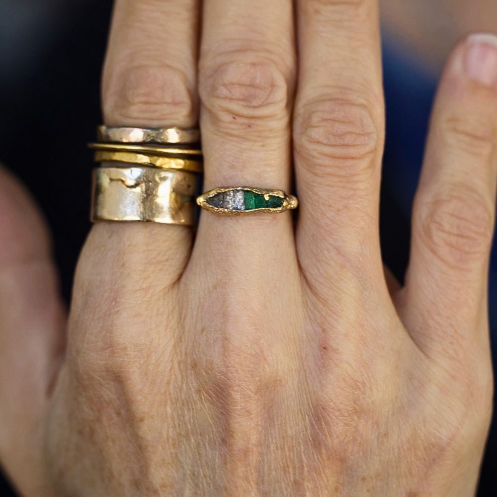 Montana Sapphire and Brazilian Emerald Band