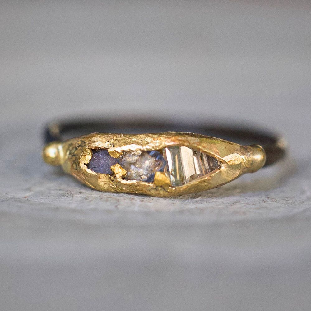 Montana Sapphire and Baguette Diamond Band