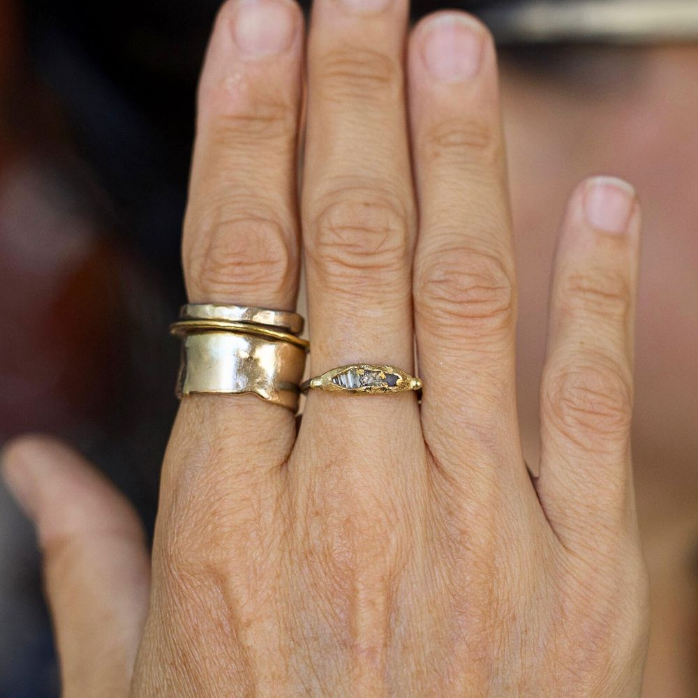Montana Sapphire and Baguette Diamond Band