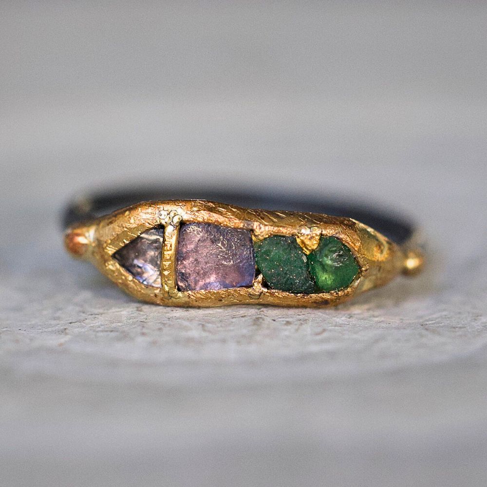 Montana Sapphire and Brazilian Emerald Band