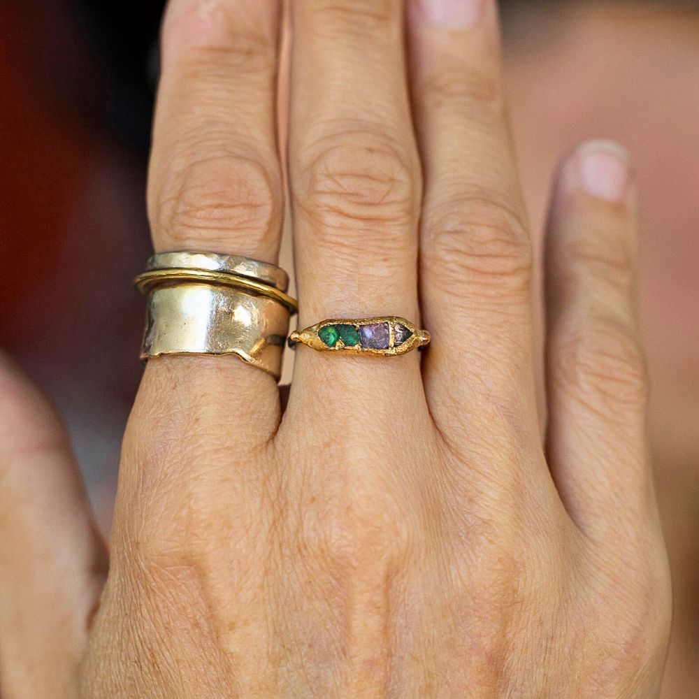 Montana Sapphire and Brazilian Emerald Band