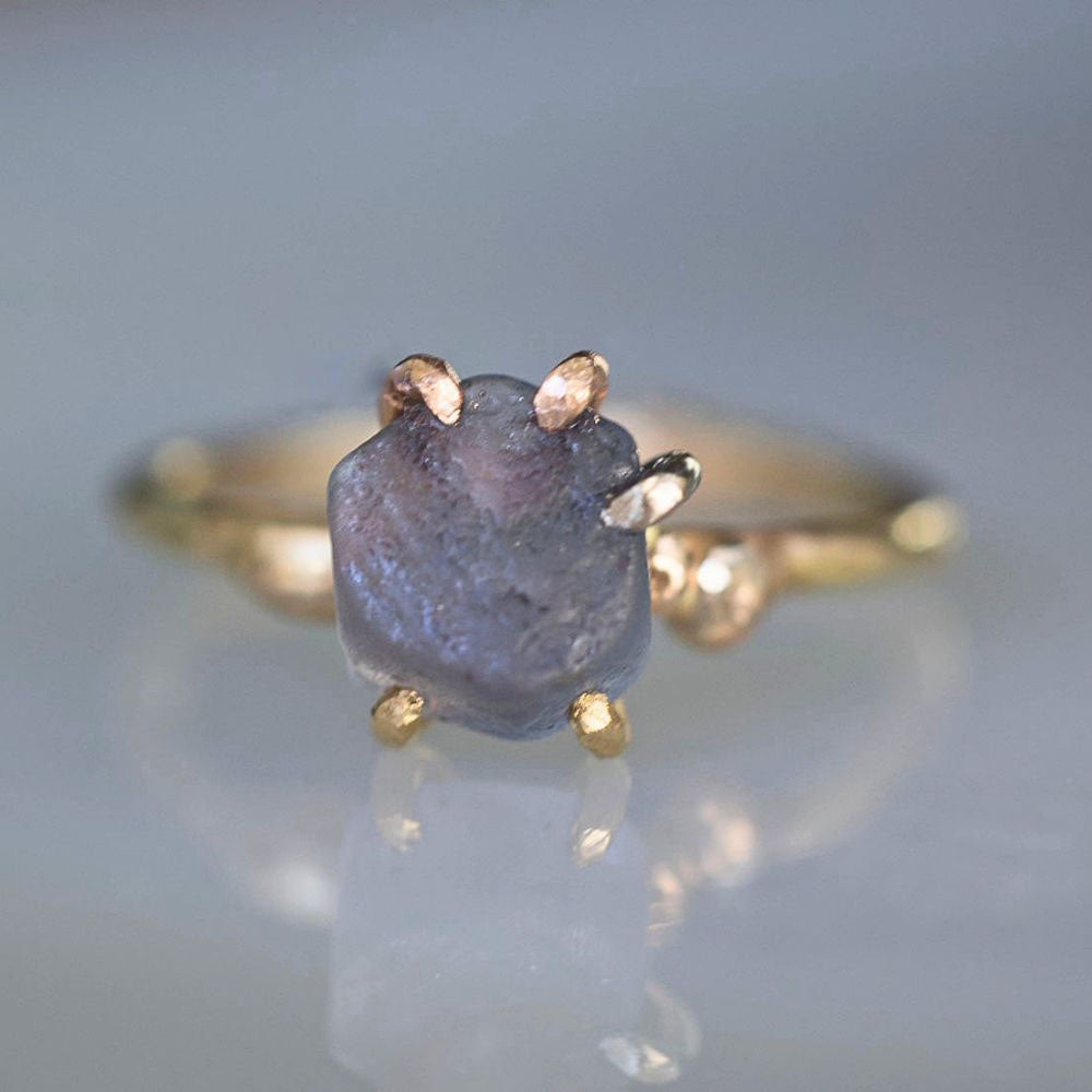 Montana Sapphire Small Stone Ring on a Yellow Gold Band