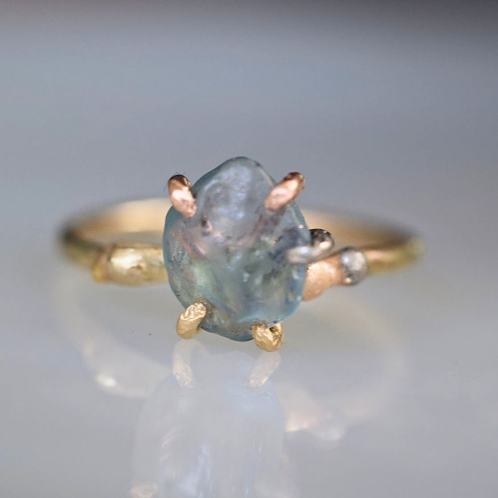 Montana Sapphire Small Stone Ring on a Yellow Gold Band