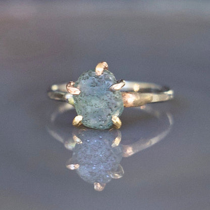 Montana Sapphire Medium Stone Ring on a Palladium and Gold Band