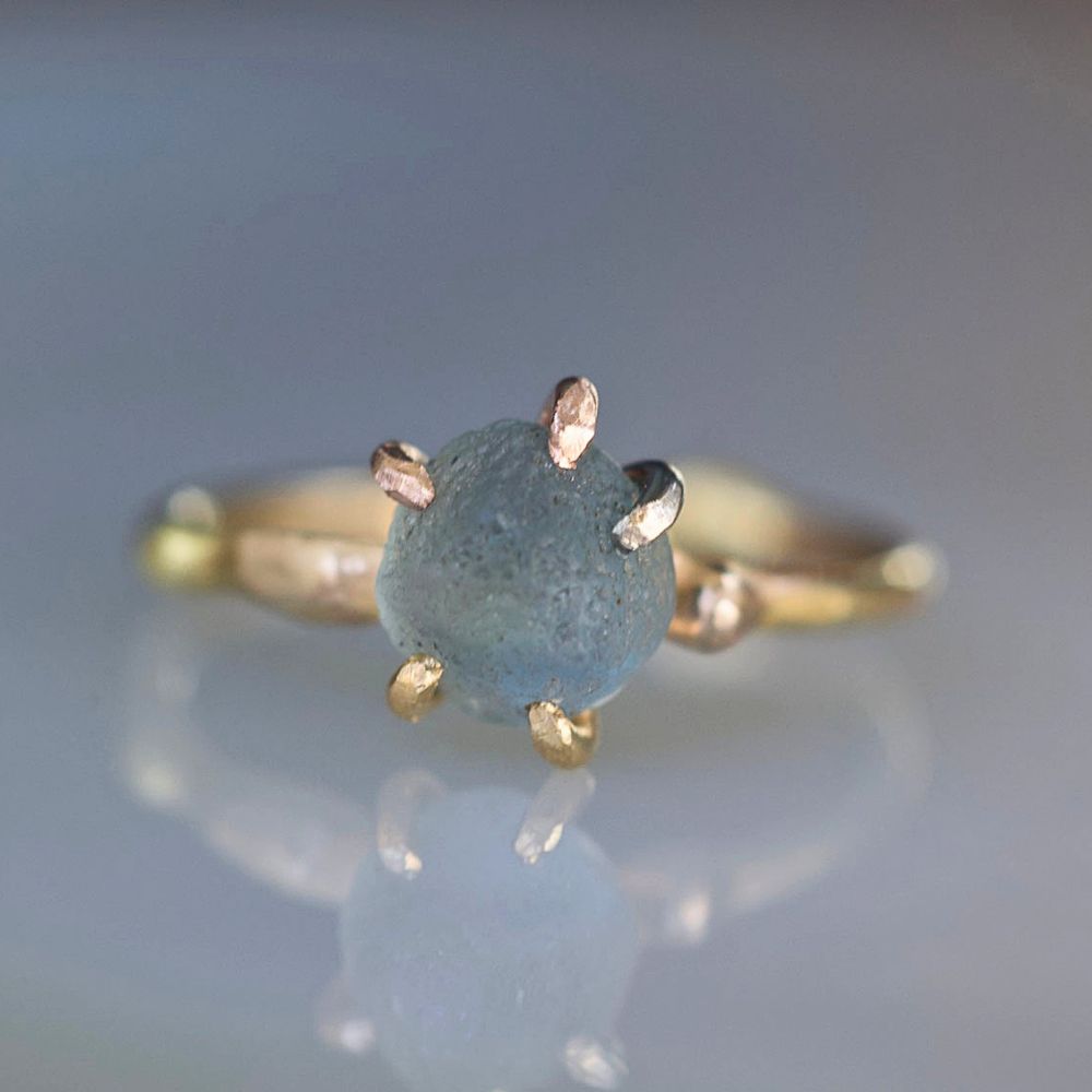 Montana Sapphire Small Stone Ring on a Yellow Gold Band