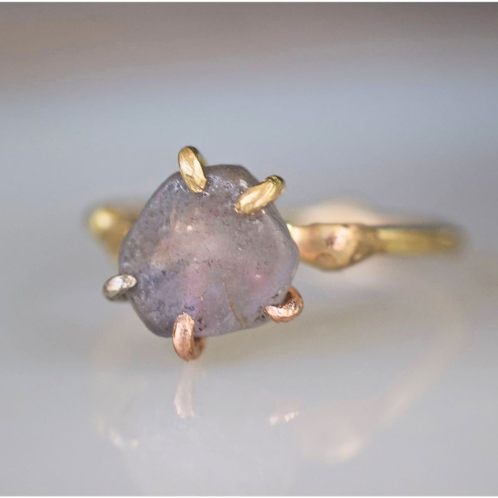 Montana Sapphire Medium Stone Ring on a Yellow Gold Band