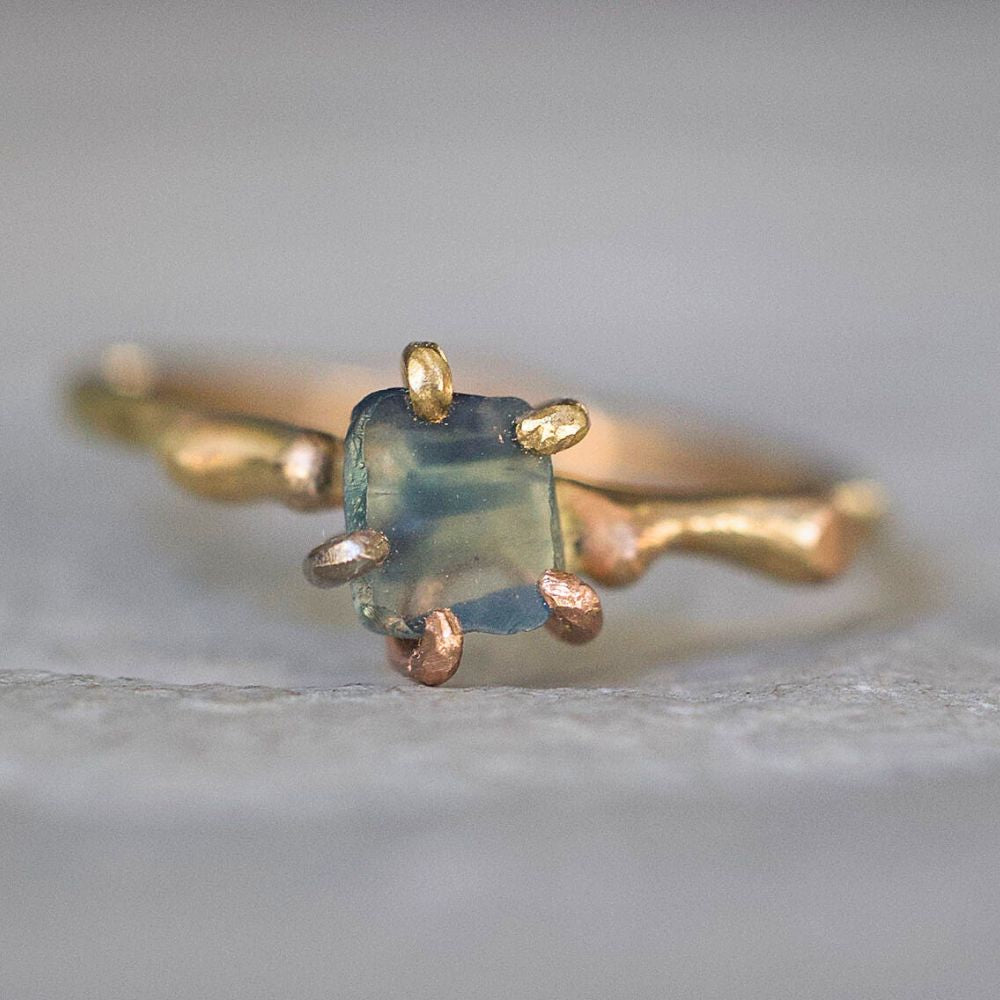 Montana Sapphire Small Stone Ring on a Yellow Gold Band