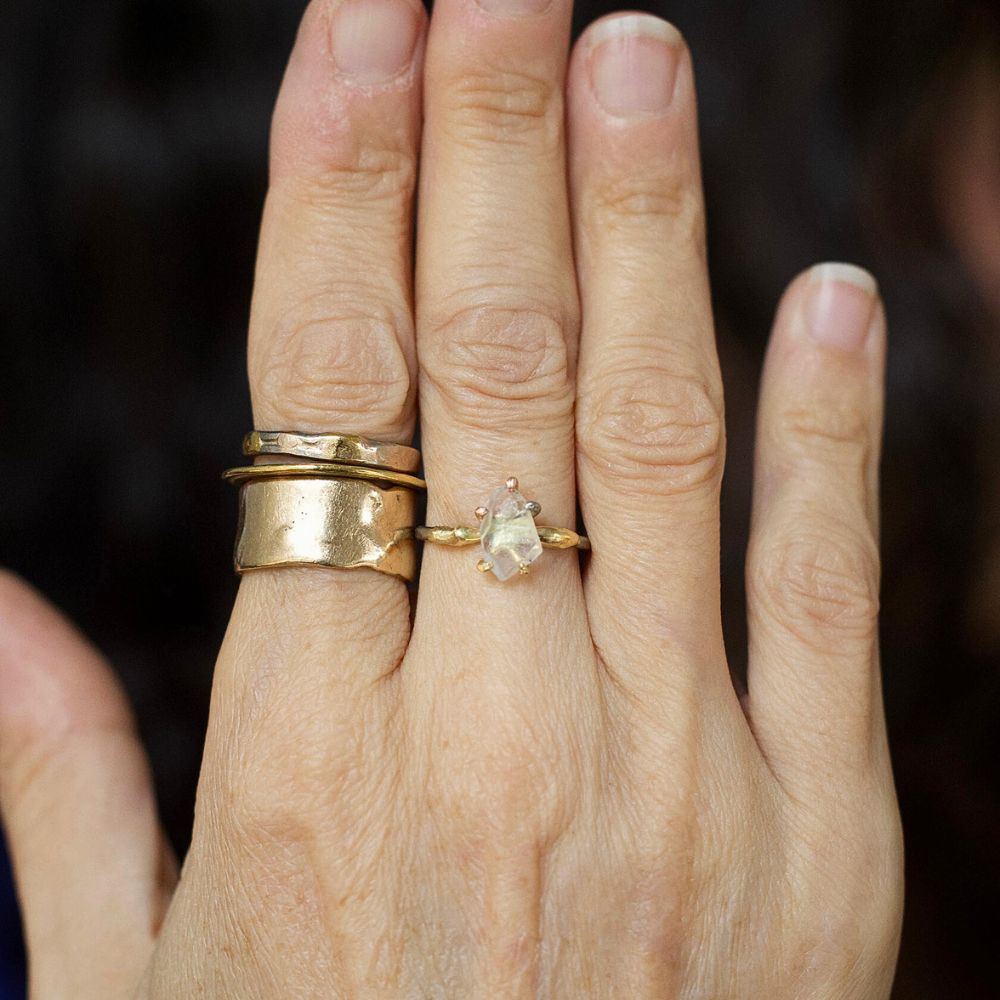 Sapphire Small Stone Ring on a Palladium and Gold Band