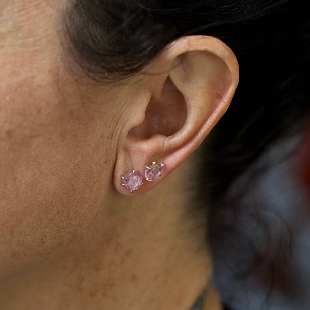 Pink Sapphire Medium Stone Studs