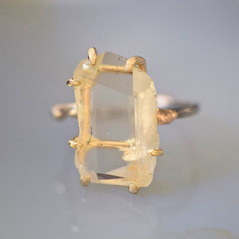 Scapolite Large Stone Ring on a Palladium and Gold Band