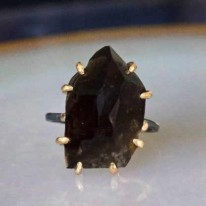 California Smoky Quartz  Large Stone Ring