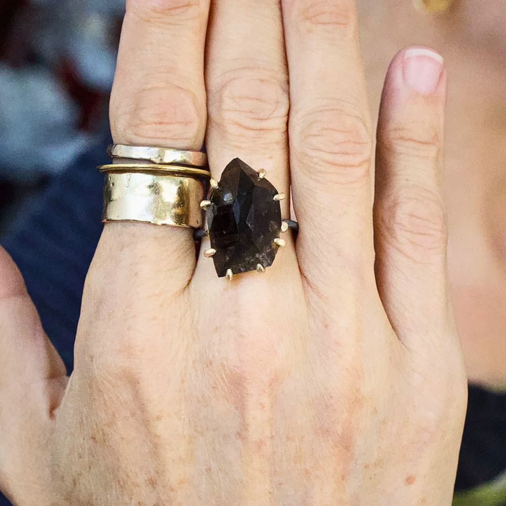 California Smoky Quartz  Large Stone Ring