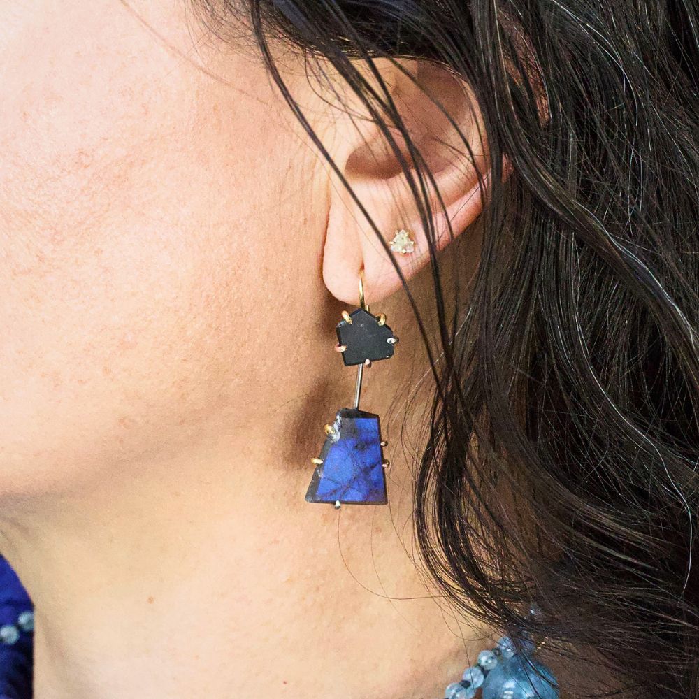 Spectrolite (High Quality Labradorite from Finland) Day to Night Earrings