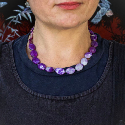 Sugilite and Shungite Lariat 18 Inches