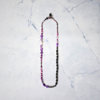 Sugilite and Shungite Lariat 36 Inches