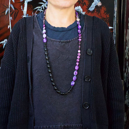 Sugilite and Shungite Lariat 36 Inches