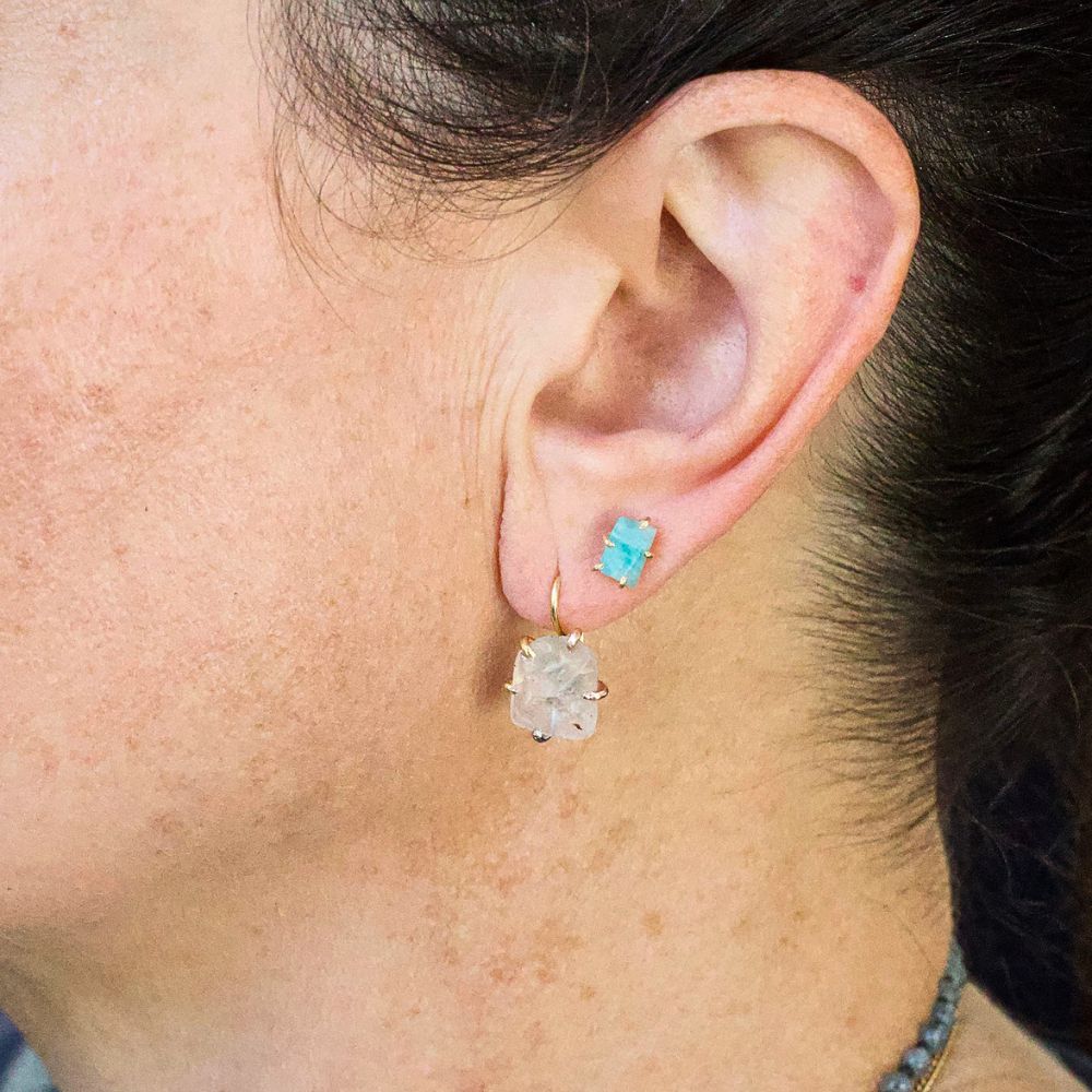 White Topaz Hook Earrings