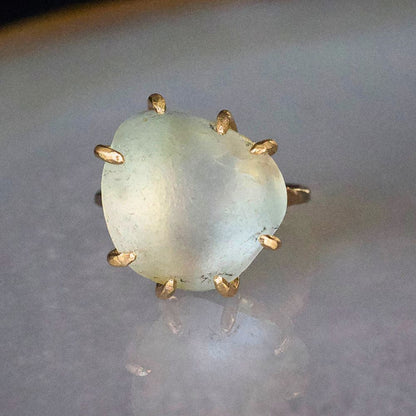 Blue Topaz Medium Stone Ring on a Palladium and Gold Band