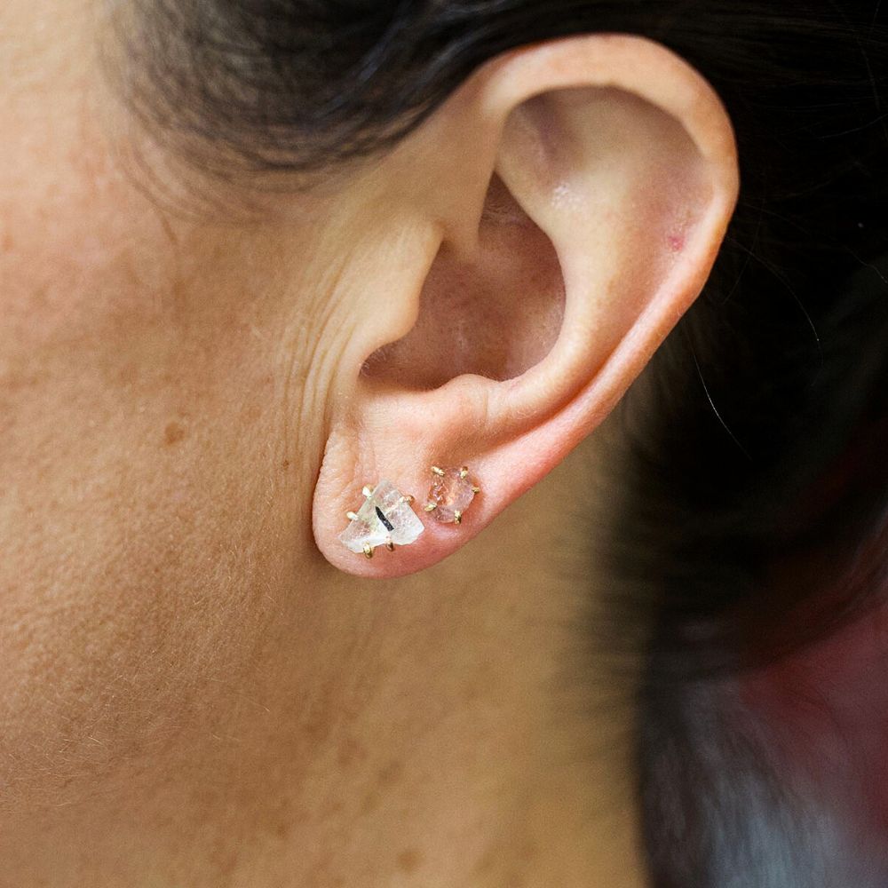 Tourmalated Quartz Medium Stone Studs