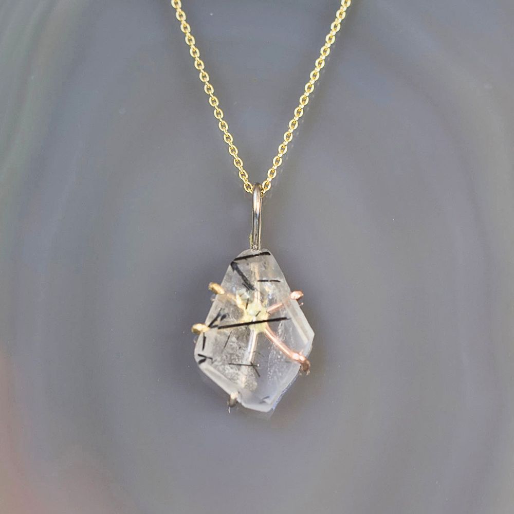 Tourmalated Quartz Medium Stone Pendant