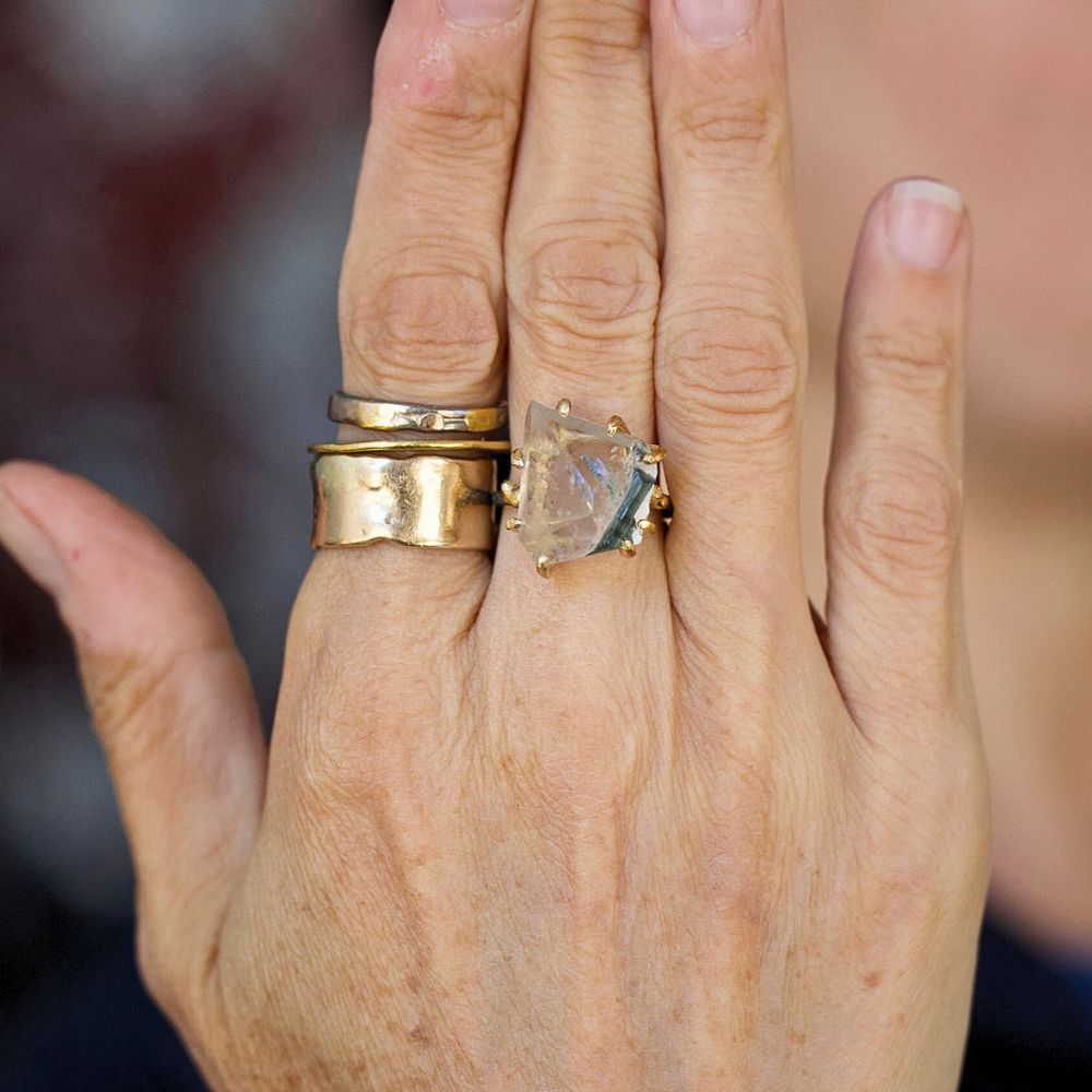 Tourmalated Quartz Large Stone Ring