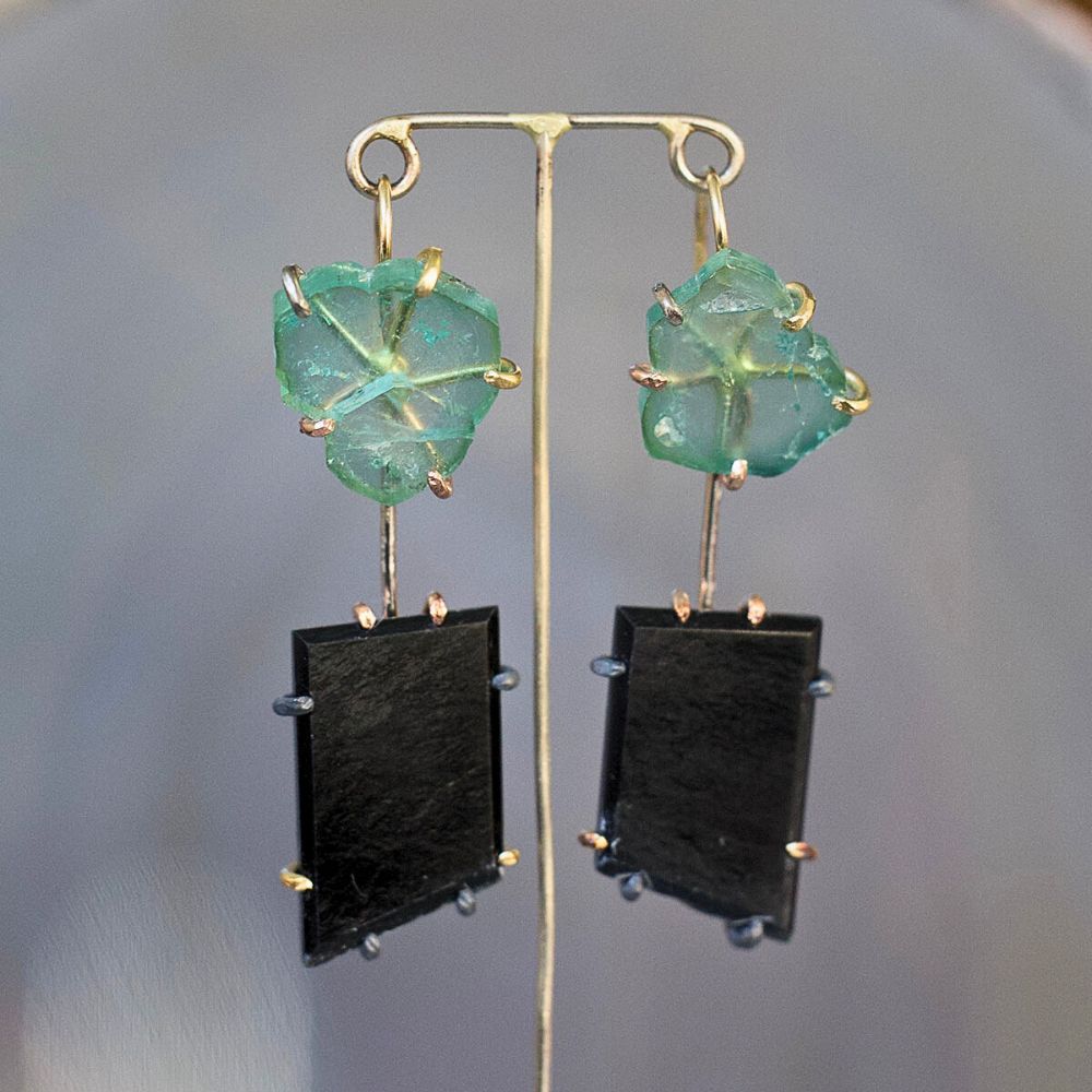 Tourmaline and Black Jade Day to Night Earring Set
