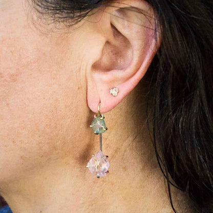 Watermelon Tourmaline and Morganite Day to Night Earrings