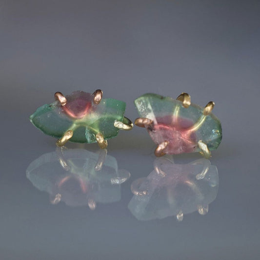 Watermelon Tourmaline Medium Stone Studs