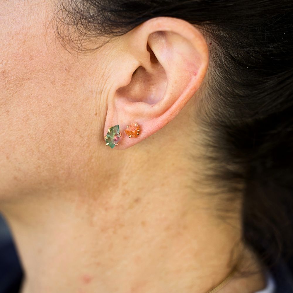 Watermelon Tourmaline Medium Stone Studs