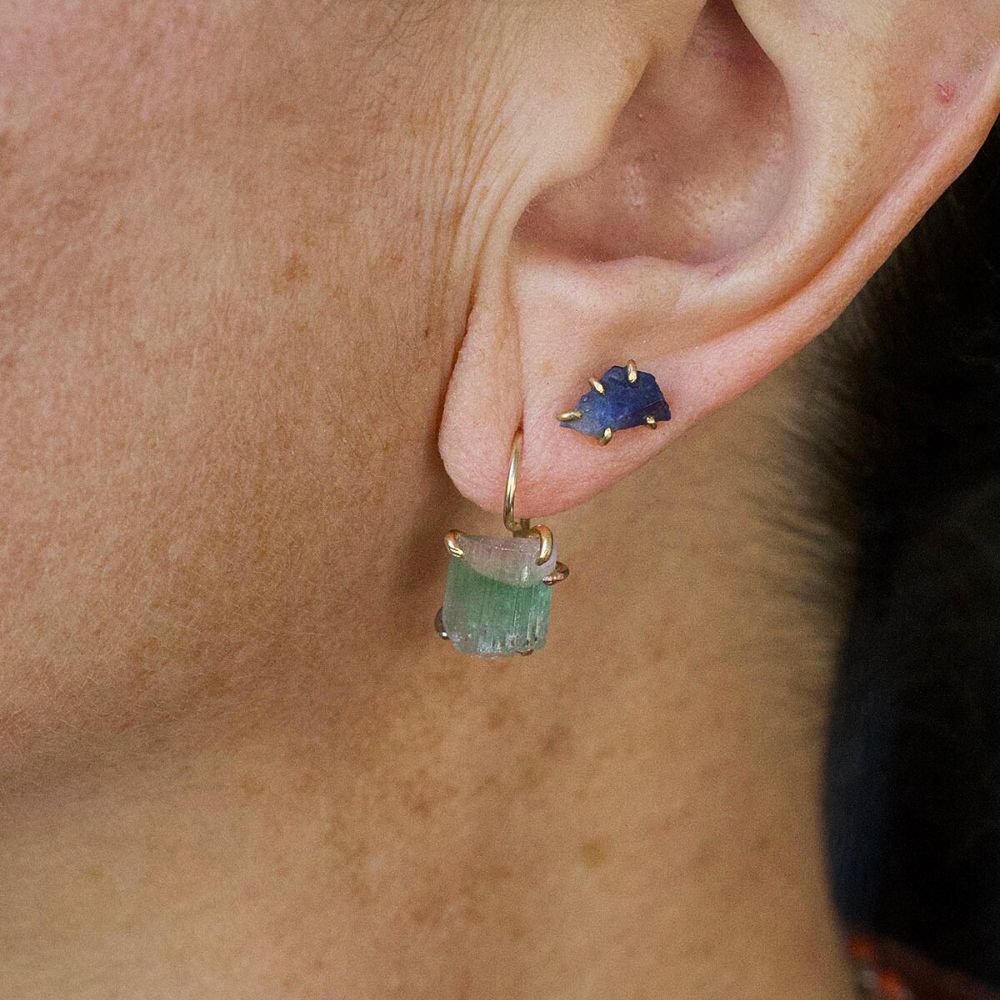 Bi Color Tourmaline Hook Earrings