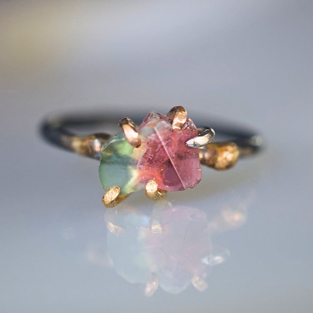 Watermelon Tourmaline Small Stone Ring