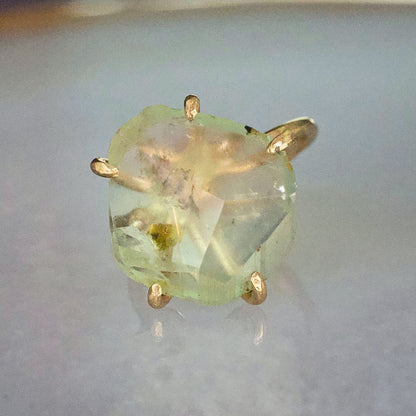 Tourmaline Large Stone Ring on a Yellow Gold Embedded Band