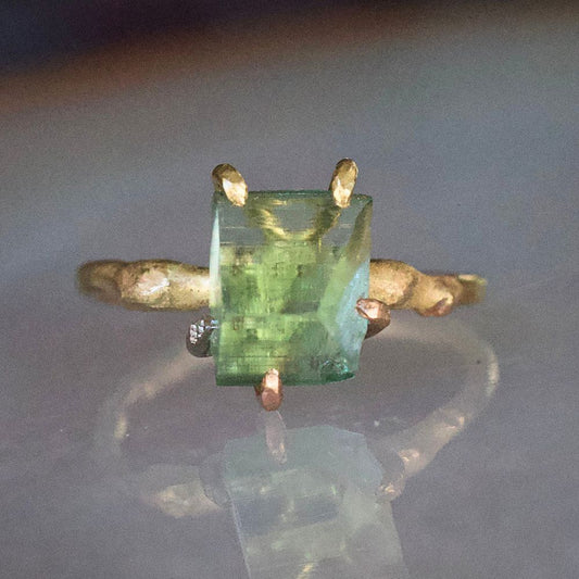 Tourmaline Medium Stone Ring on a Palladium and Gold Band