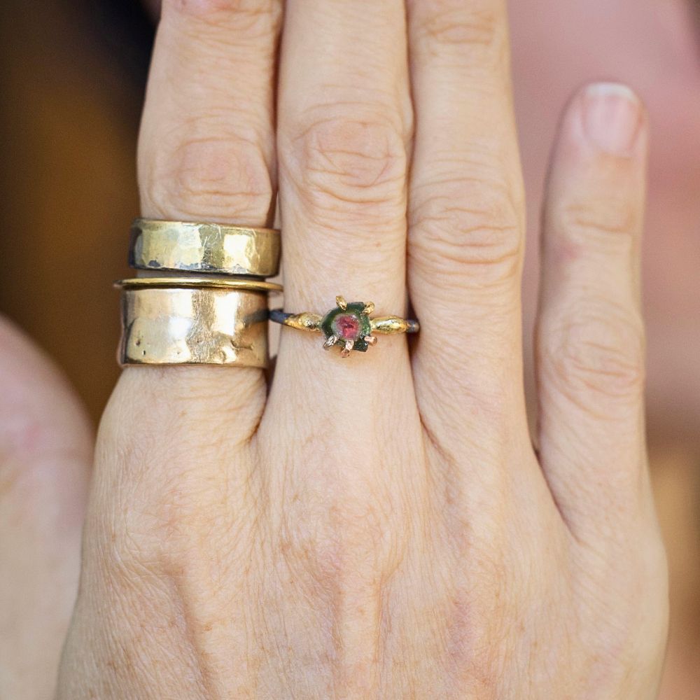 Watermelon Tourmaline Small Stone Ring
