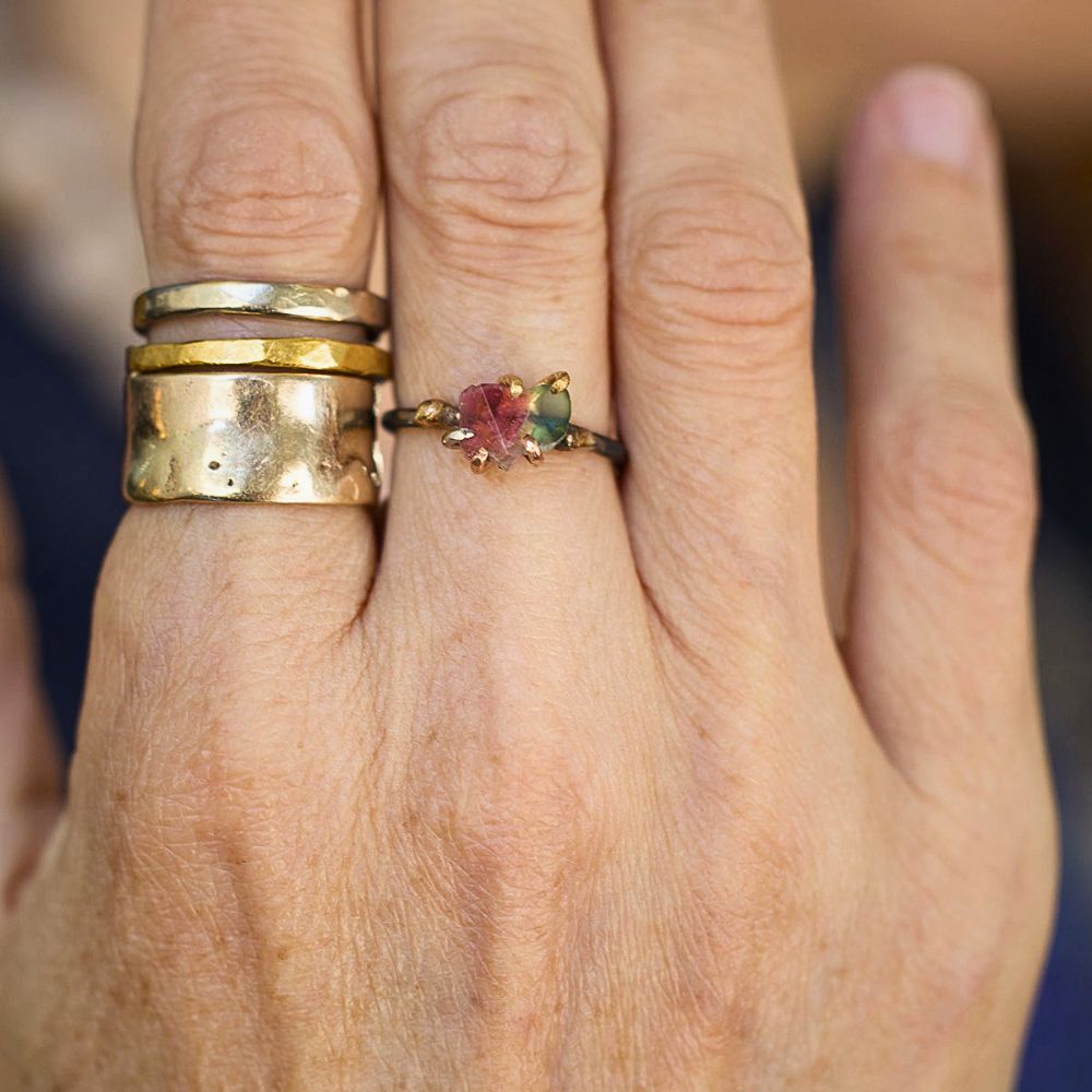 Watermelon Tourmaline Small Stone Ring