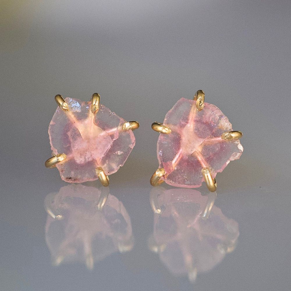 Pink Tourmaline Small Stone Studs