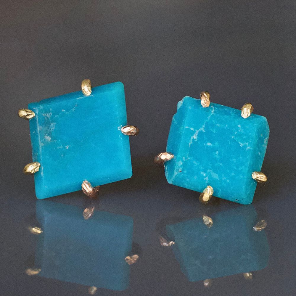 Arizona Turquoise Large Stone Studs