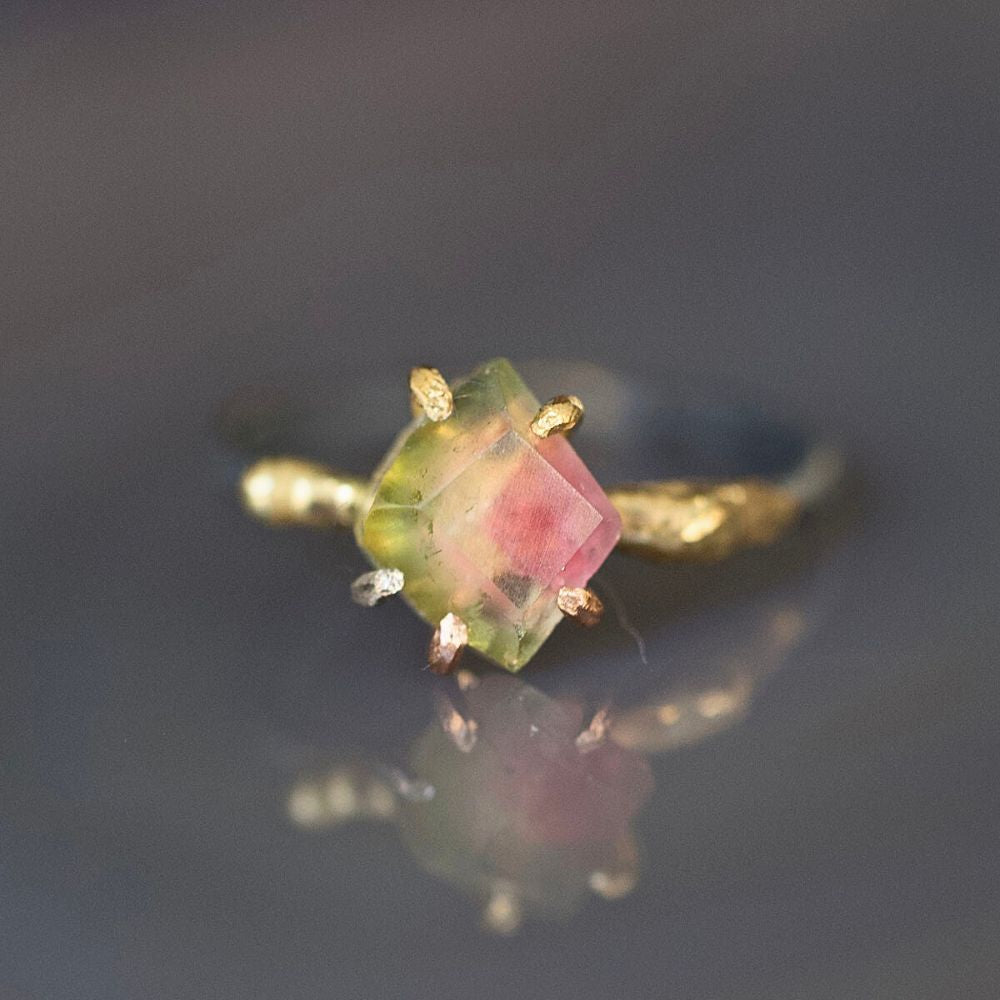 Watermelon Tourmaline Small Stone Ring