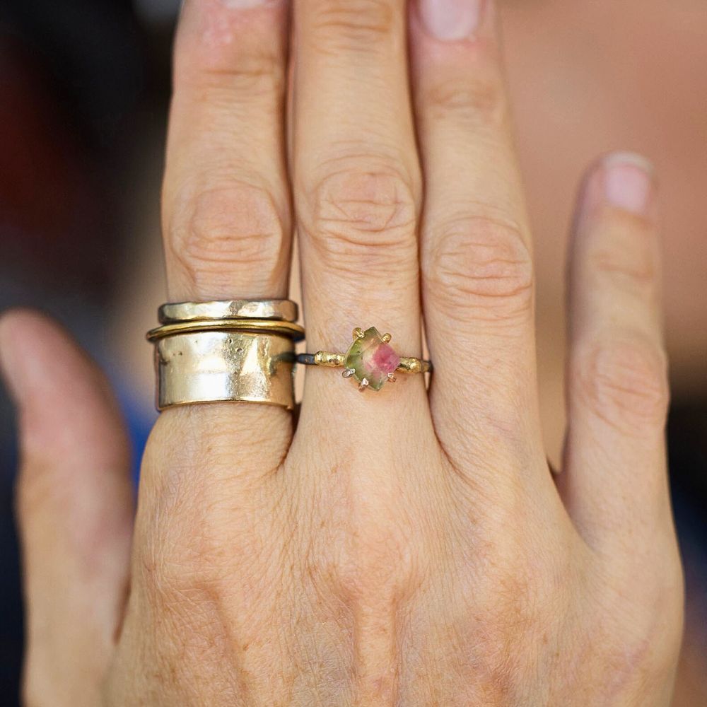 Watermelon Tourmaline Small Stone Ring