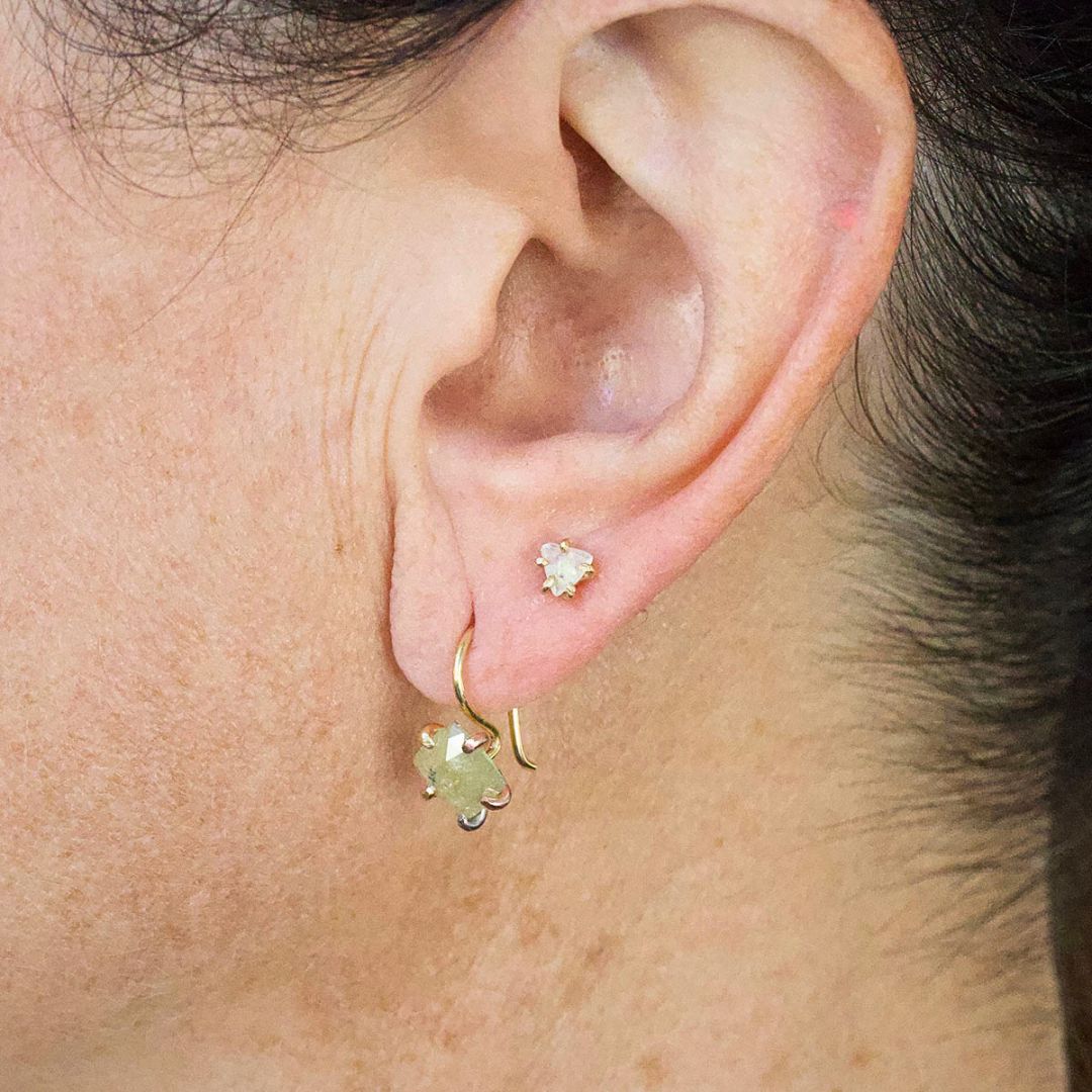 Yellow 1.92 ct Rose Cut Diamond Hook Earrings