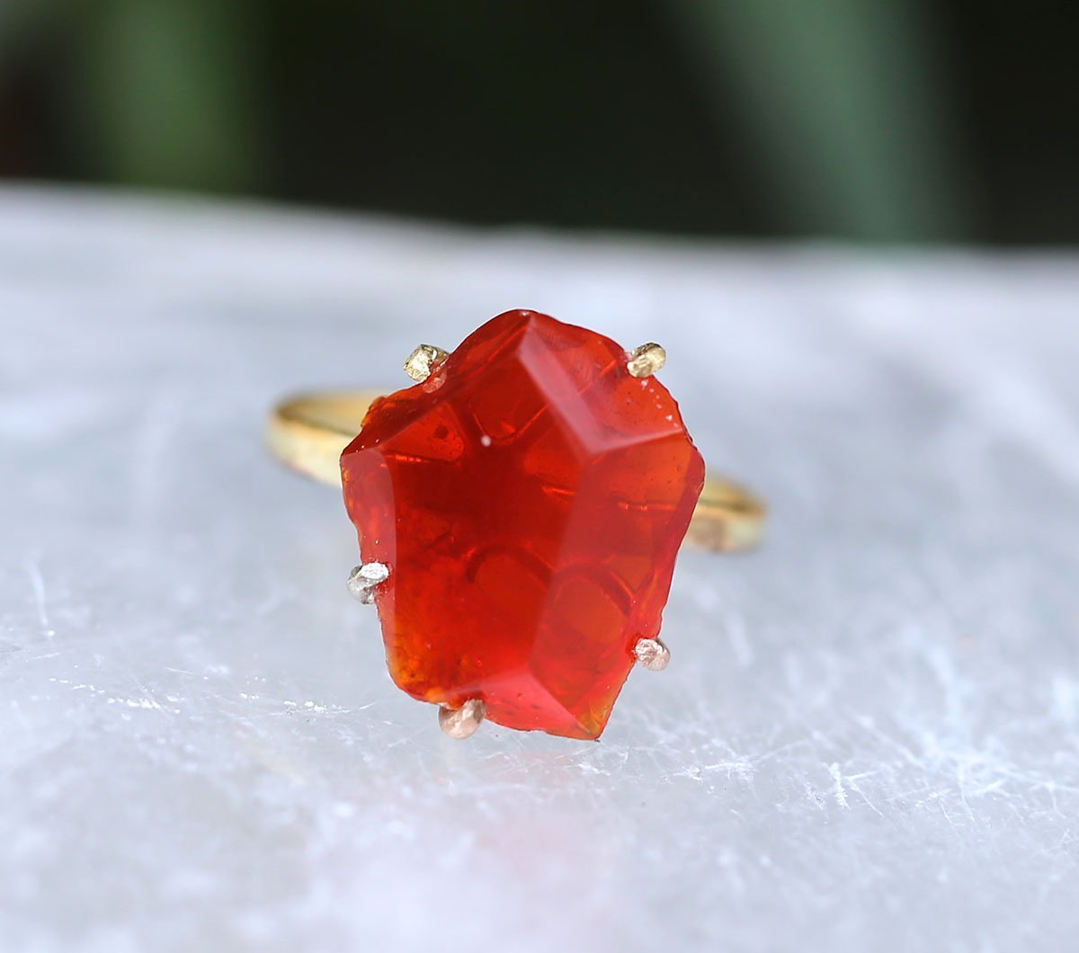 Mexican Fire Opal large ring