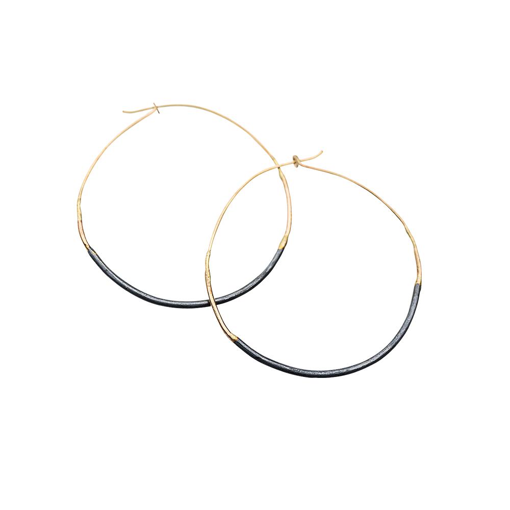 Small mixed gold and silver ombre hoops
