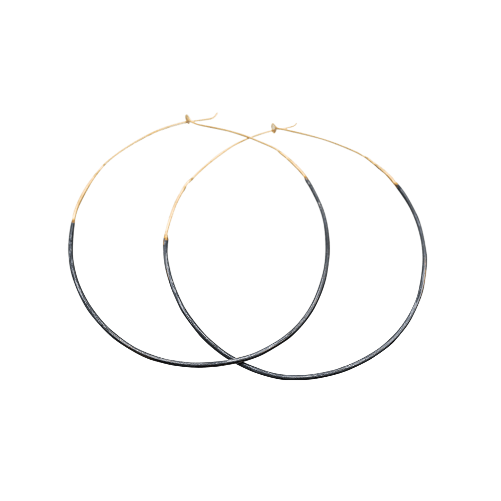 Large mixed gold and silver ombre hoops
