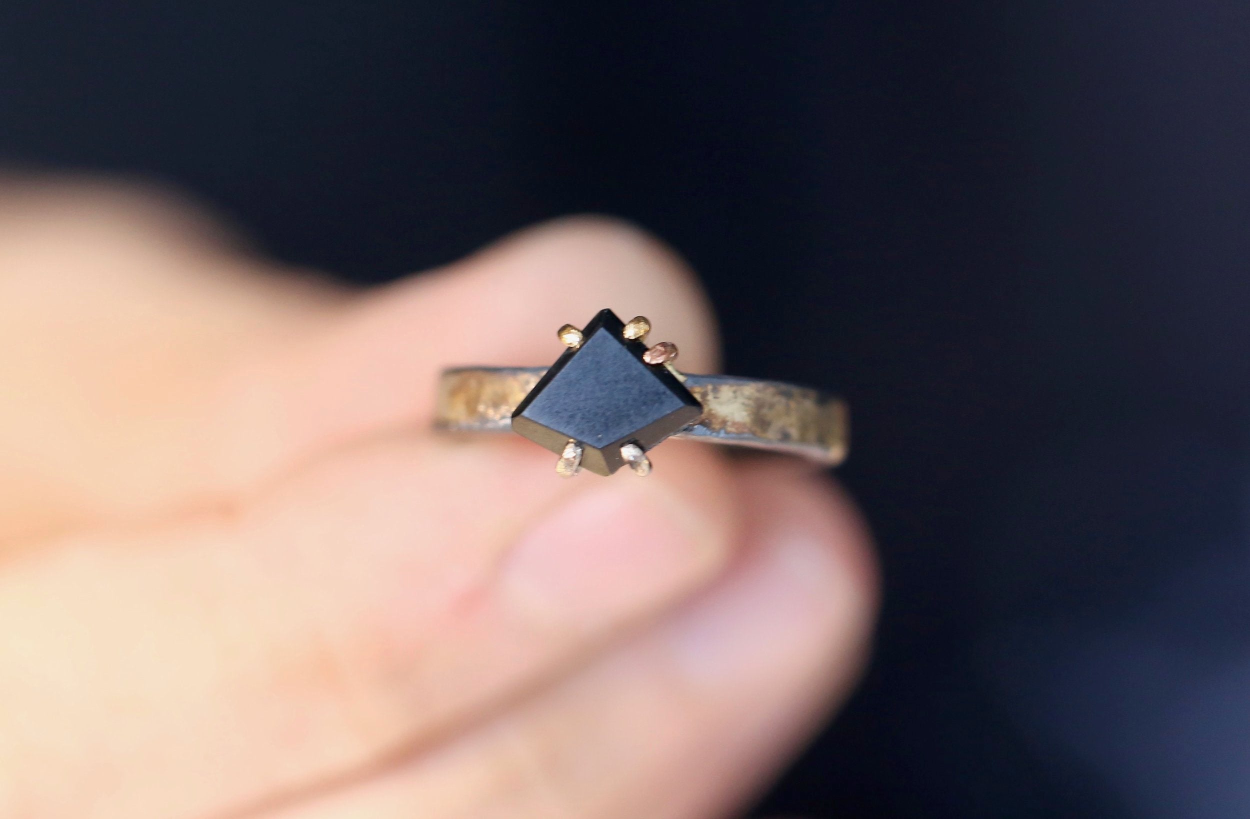 Wyoming Black Jade ring with wide band