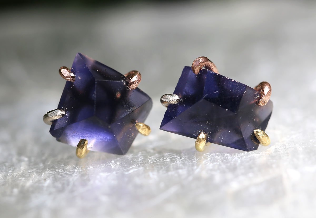 Iolite large studs