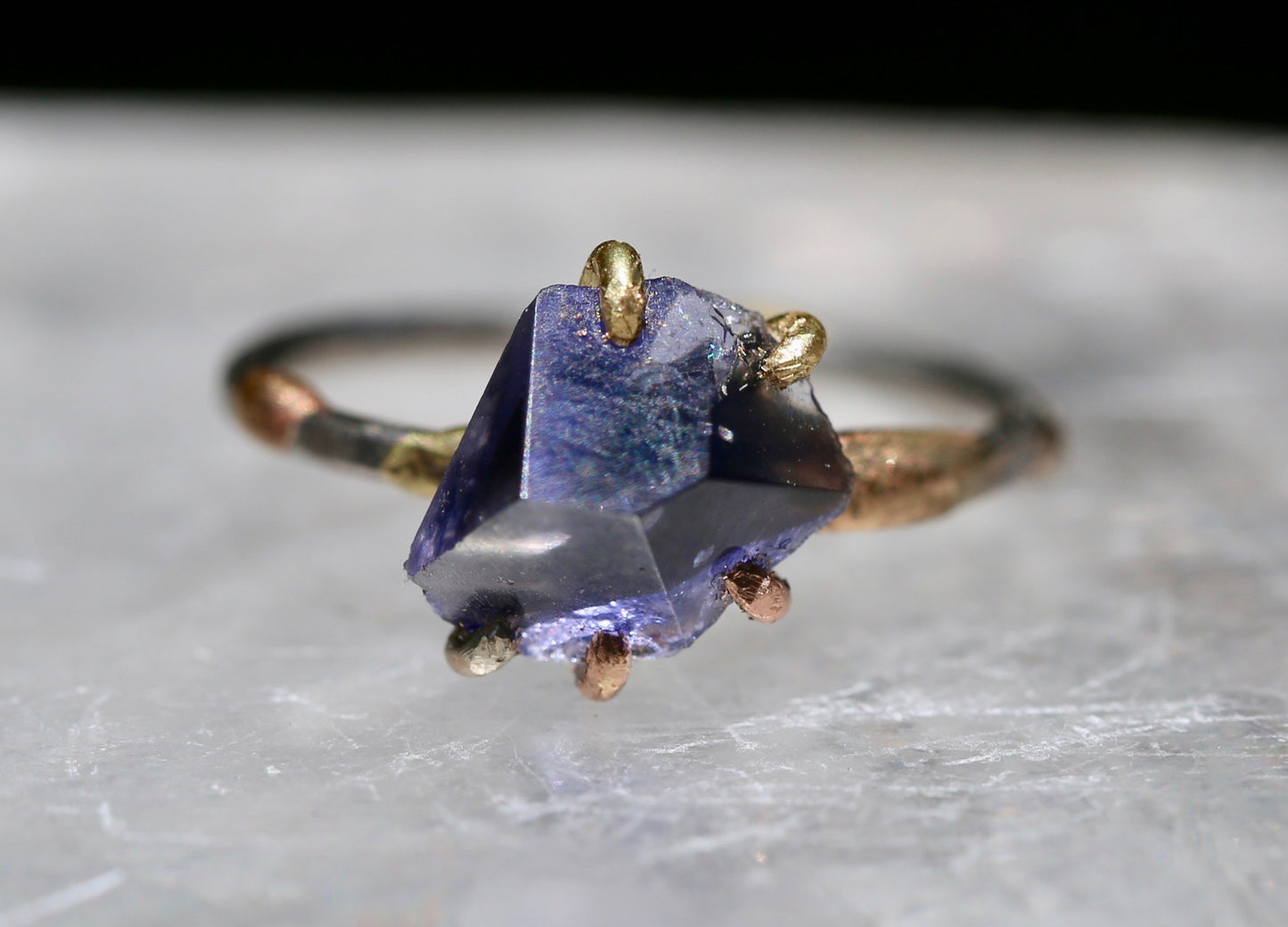Iolite small ring on palladium band