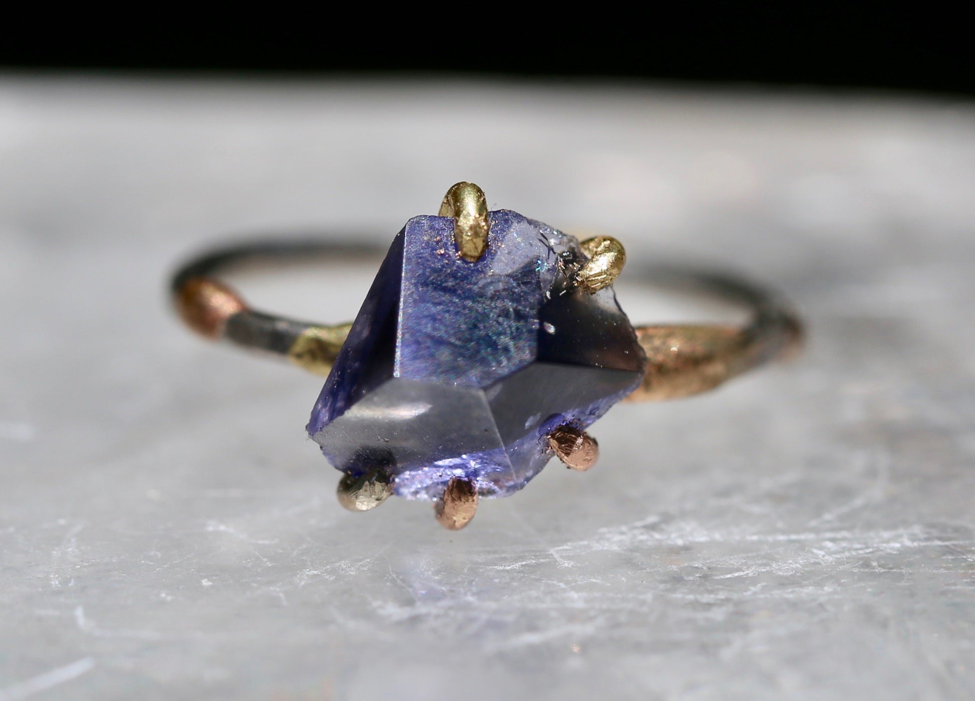 Iolite small ring on palladium band