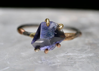 Iolite small ring on palladium band