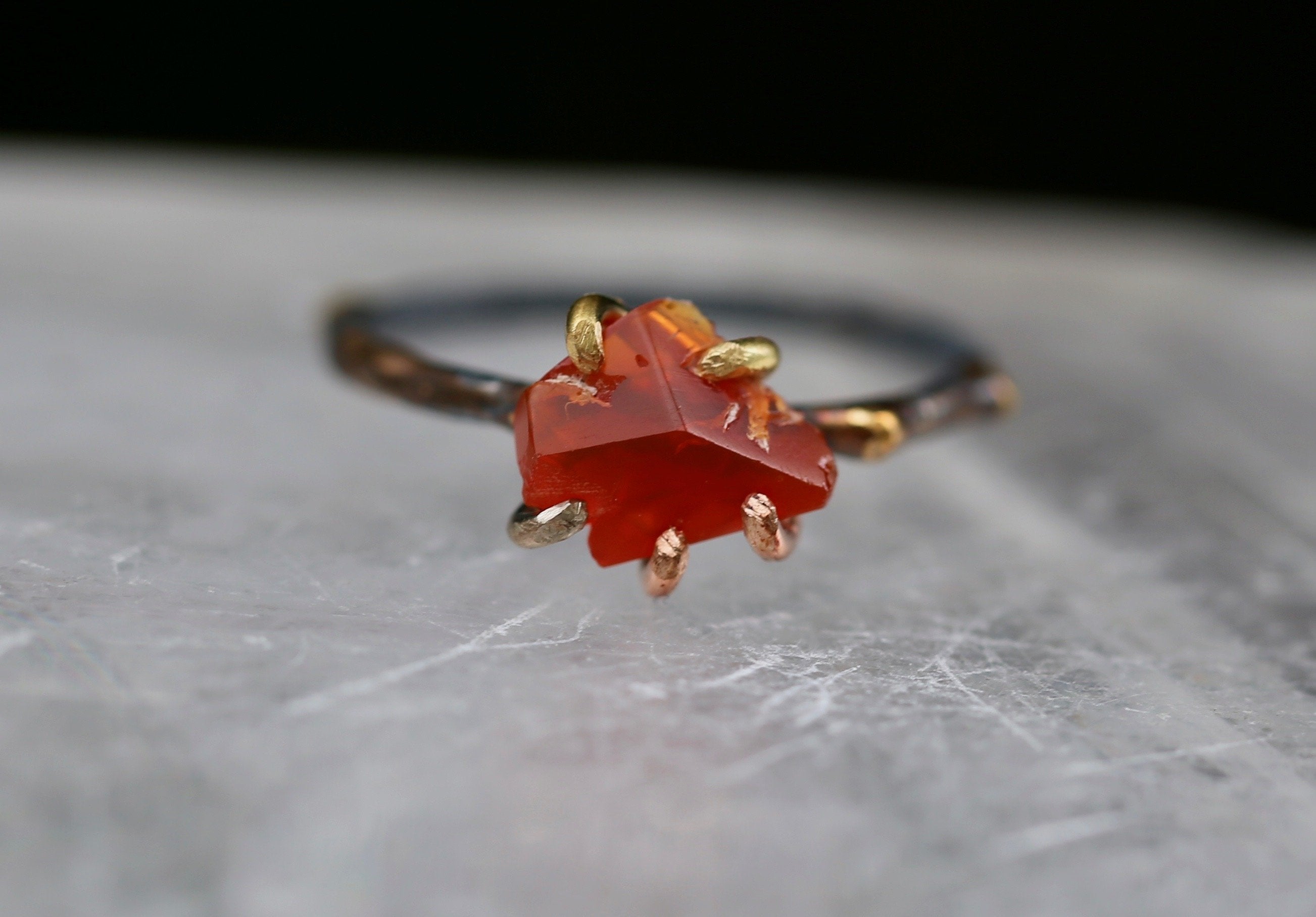 Mexican Fire Opal small ring